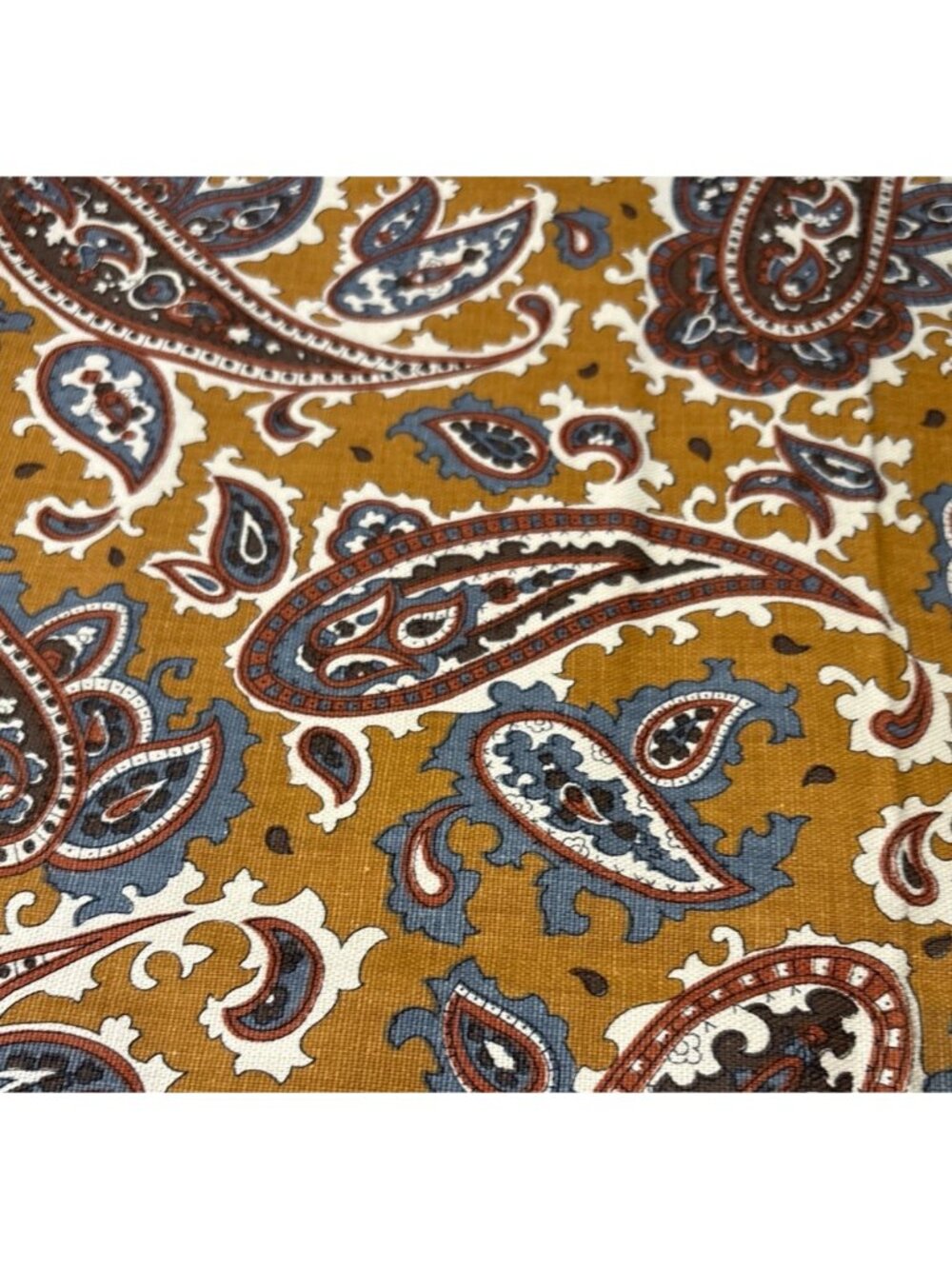 Bohemian Paisley Print Upholstery Fabric 19x44" Brown Blue Cotton Blend India
